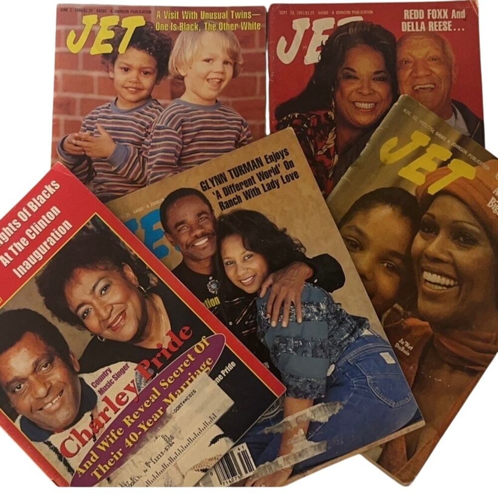 Lot of 5 Vintage JET Magazines 1977-1997 Charley Pride Redd Foxx Clinton